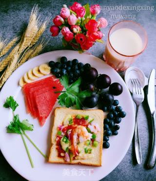 Shrimp Croutons Pizza Breakfast recipe