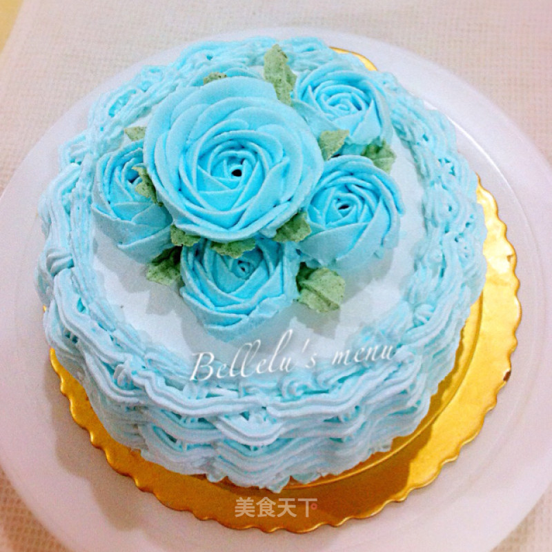 Pink Blue Rose Cream Cake recipe