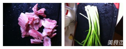 Bacon with Green Garlic and Winter Bamboo Shoots recipe