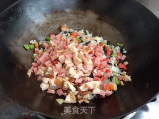 Fried Rice with Ham and Chicken recipe