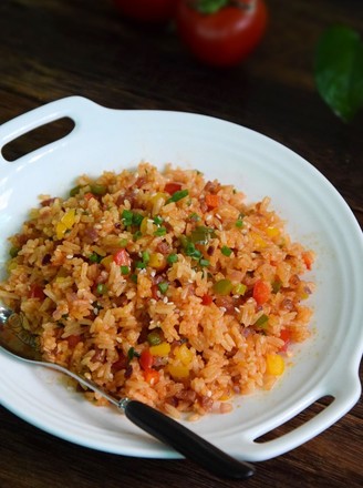 Fried Rice with Tomato Sauce and Bell Pepper recipe