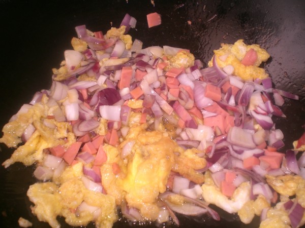 Fried Rice with Onion, Egg and Ham recipe