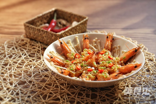 Enoki Mushroom Garlic Open Back Shrimp recipe