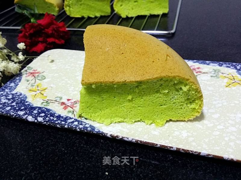 Rice Cooker Version Spinach Sauce Chiffon Cake