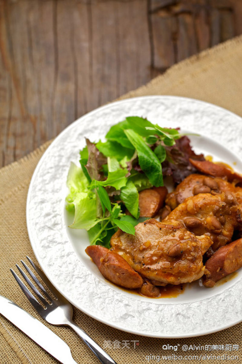 Iberian Pork Loin with Sausage & Beans recipe
