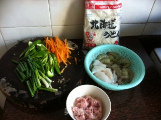 Fried Udon with Seafood recipe