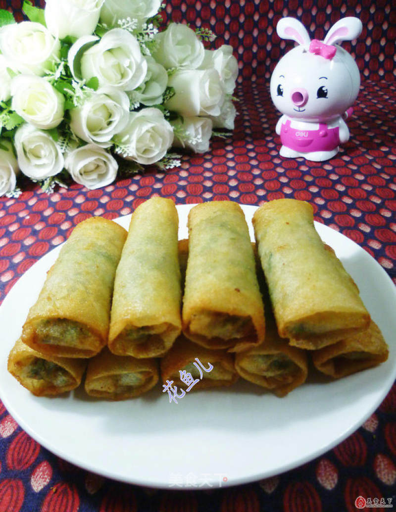 Shepherd's Purse Spring Rolls with Minced Meat recipe