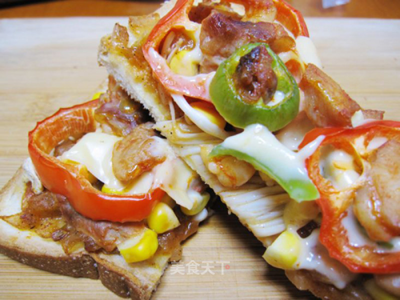 [diy New Orleans Bbq Pizza] Produced by Xiaowenzi~~[chicken Toast Pizza] recipe