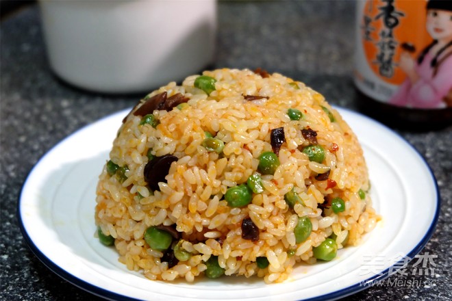 Fried Rice with Mushroom Sauce and Pea recipe