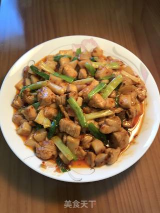 Fried Diced Chicken with Pleurotus Eryngii recipe