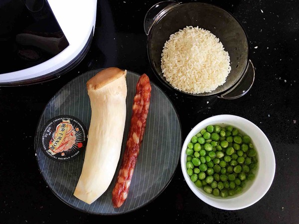 Braised Rice with King Pleurotus and Sausage recipe