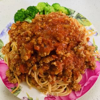 Spaghetti with Tomato Meat Sauce-home-made Dishes are Enough Food recipe