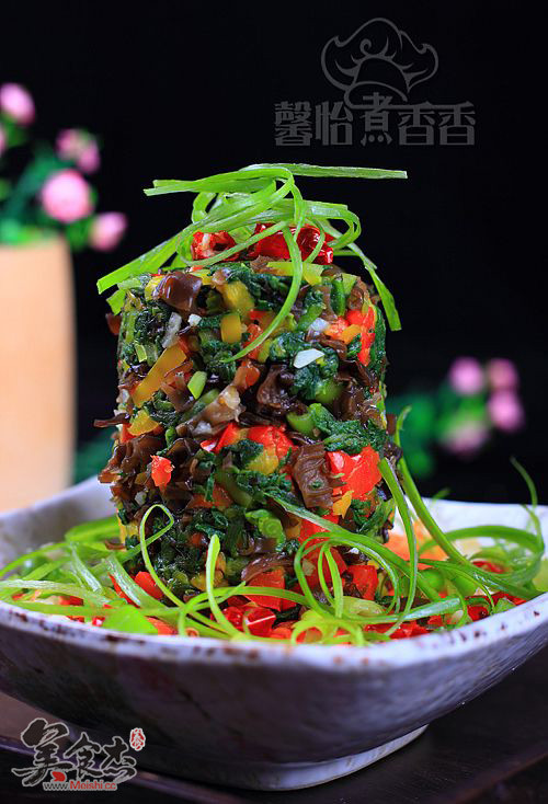 Stir-fried Five-color Vegetable Tower recipe