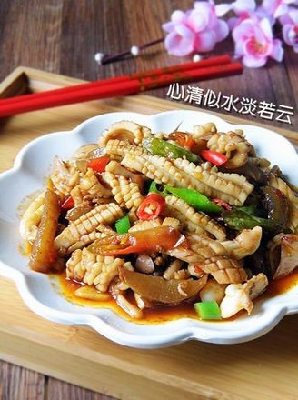 Sour and Spicy Stir Fried Squid recipe