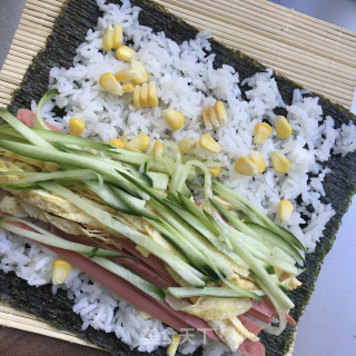 Corn Ham and Seaweed Rice recipe