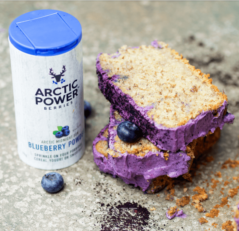 Vegan & Gluten-free Banana Bread with Blueberry Frosting