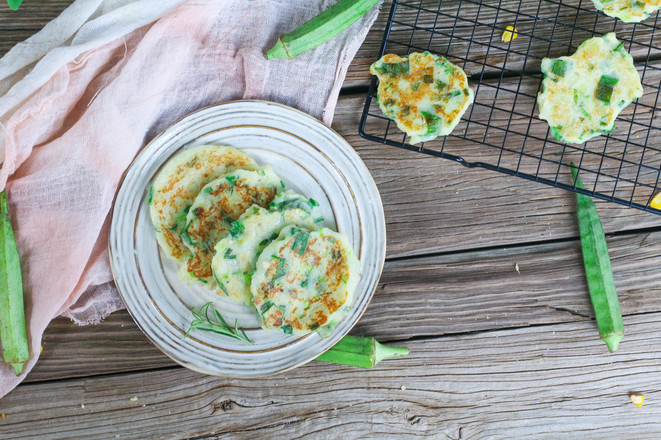 Scallion Okra Potato Cakes recipe