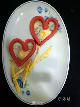 Electric Baking Pan One Ham Heart-shaped Poached Egg recipe