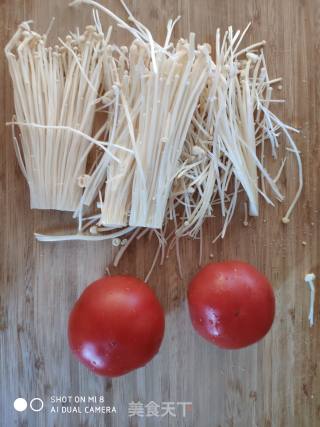 Enoki Mushroom Tofu Tomato Soup recipe