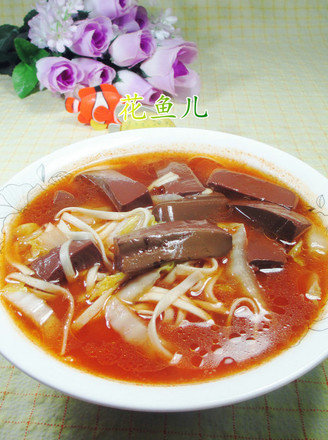 Cabbage Duck Blood Noodle Soup