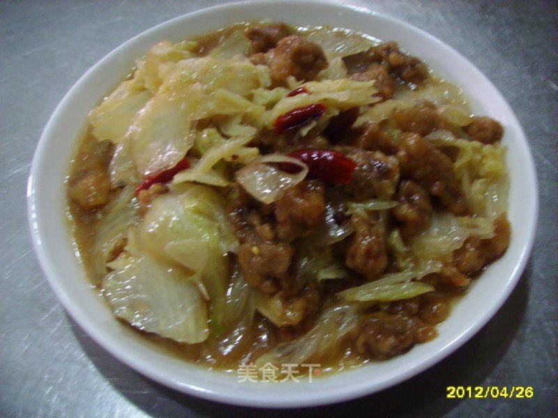 Braised Cabbage with Meat Pieces recipe