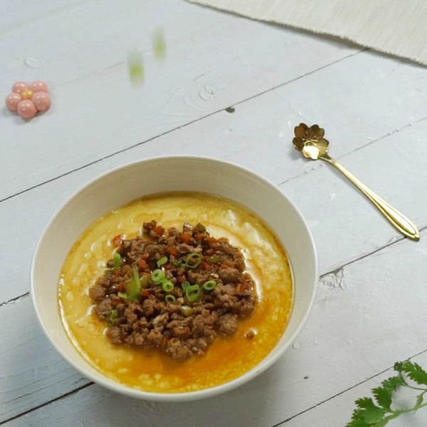 Steamed Egg with Minced Meat recipe