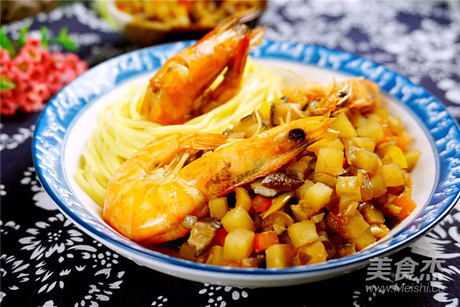 Fresh Shrimp and Simmered Noodles recipe