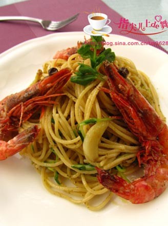 Genoa Spaghetti with Shrimp