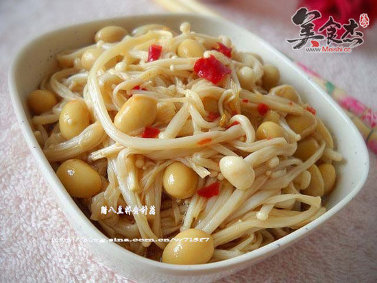 Laba Beans Mixed with Enoki Mushrooms recipe