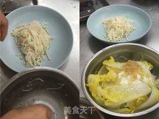 Steamed Baby Vegetables with Enoki Mushroom and Minced Meat recipe