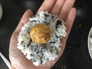 Salted Egg Yolk Pork Floss Rice Ball-bento recipe