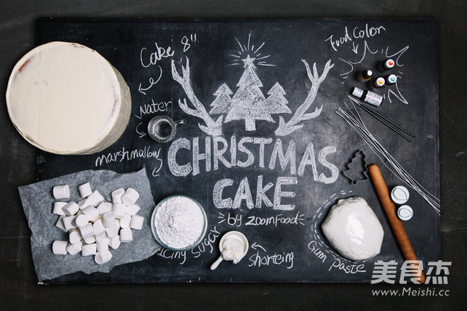 Original Deer Theme Christmas Fondant Cake recipe