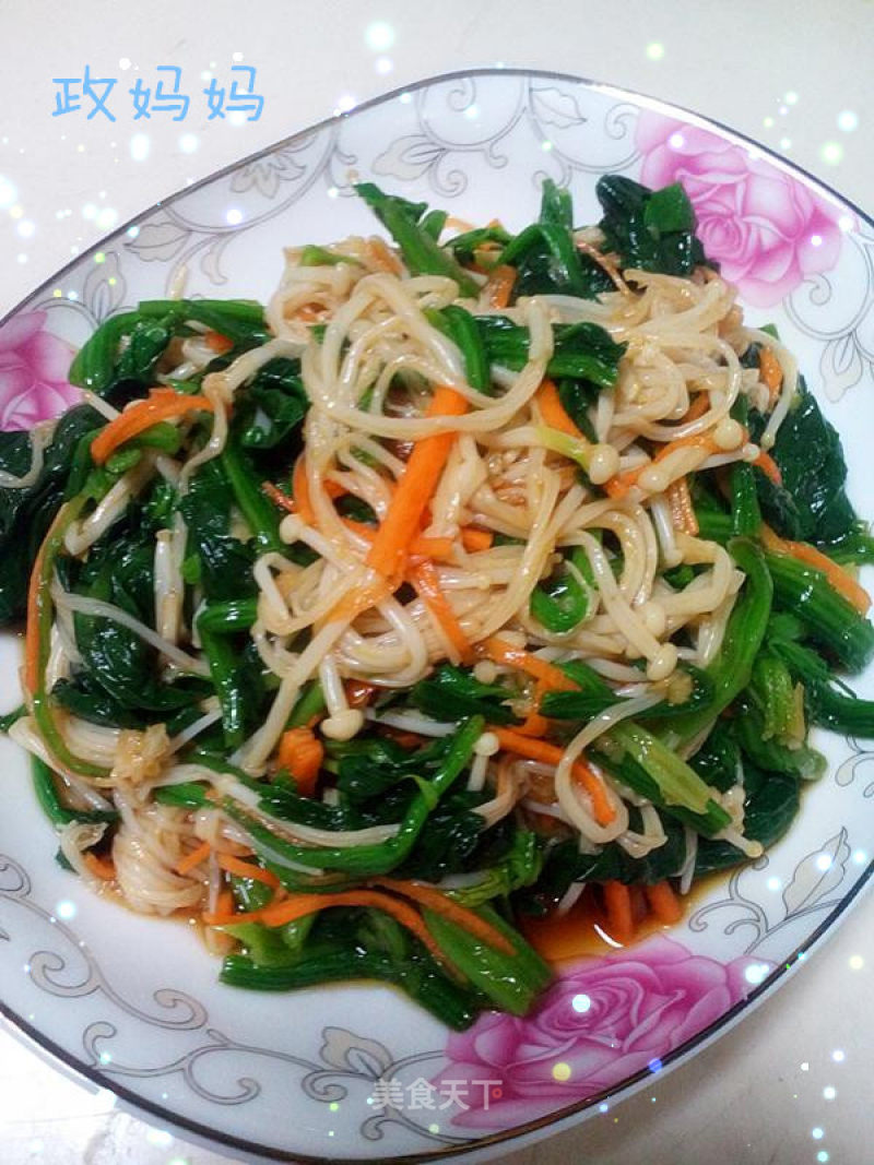 Spinach with Enoki Mushroom recipe