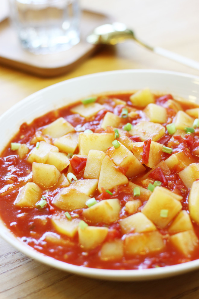 Sweet and Sour-diced Tomato and Potato recipe