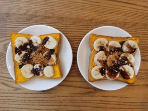 Vegan Baked Toast with Banana Peanut Butter recipe