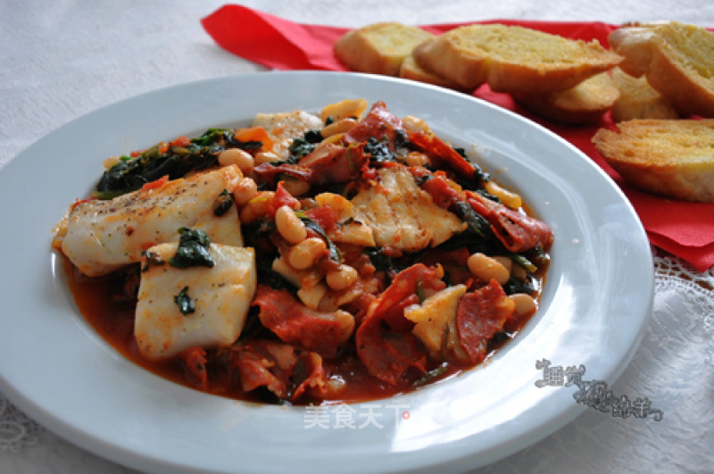 Grilled Cod with Spanish Spicy Sausage recipe