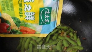 Stir-fried Edamame Pods with Pickled Peppers recipe