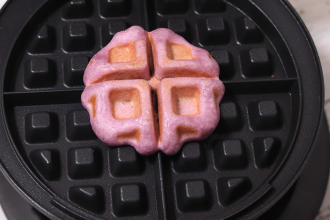 Easy to Make Purple Sweet Potato Bean Paste Waffle without Oven or Bread Machine recipe