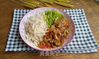 Eggplant Diced Pork Hand Rolled Noodles recipe