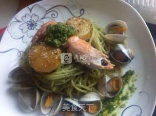 Seafood Green Sauce Noodles recipe