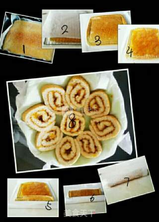 Orange Jam Sesame Peach Cake Roll recipe