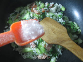 Fried Rice with Pork Ham and Greens recipe