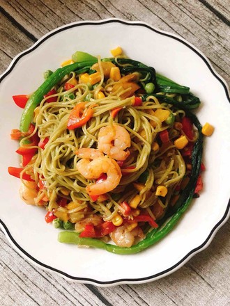 Fried Noodles with Seafood and Seasonal Vegetables