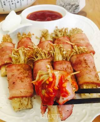 Bacon Roll with Enoki Mushroom recipe