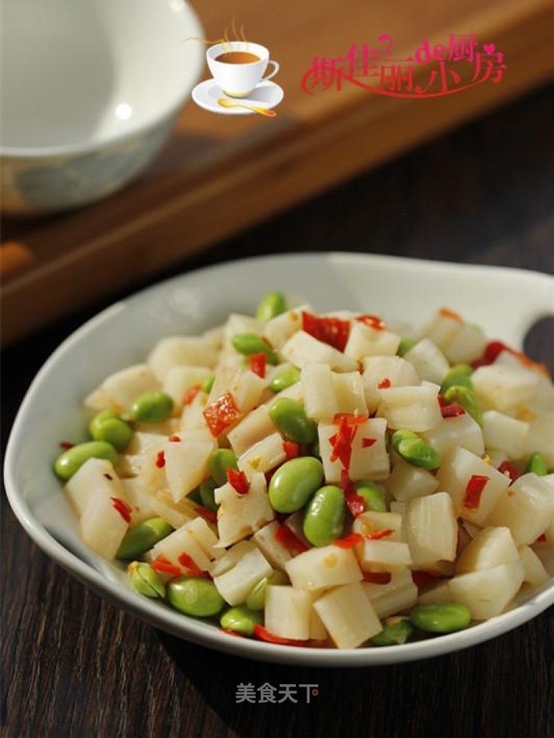 Chopped Pepper and Edamame with Lotus Root recipe