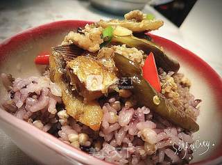 Grilled Eggplant with Salted Fish recipe