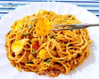 Spaghetti with Golden Egg Tomato Meat Sauce recipe