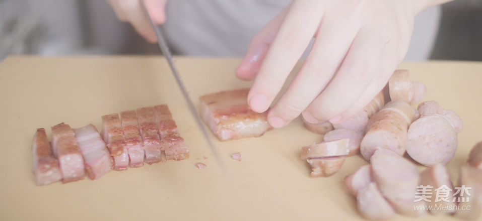 Sausage, Seafood, Pork Belly Rice Topped recipe