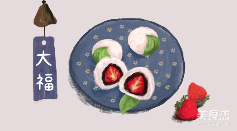 Hand-painted Recipe: Strawberry Daifuku Eat More at The Beginning of Spring recipe