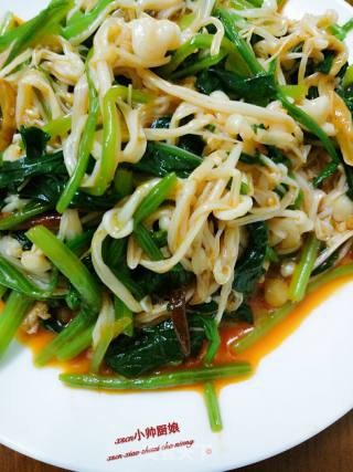 Spring Spinach with Enoki Mushroom~spicy Spinach with Enoki Mushroom recipe